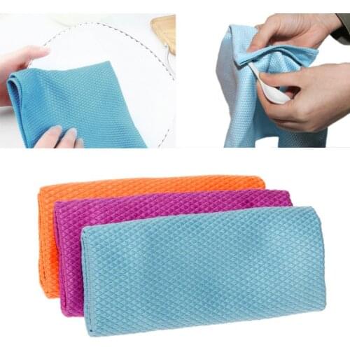 4X7B 3Pcs Household Dish Glass Car Window Mirror Screen Microfiber Cleaning Cloths Kitchen Absorbent Dishcloth Rags Washing