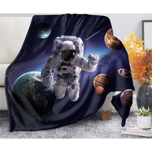 3D Outer Space Planets Astronaut Printing Throw Blankets for Home Comfortable Fleece Blanket Kids Adult Casual Sofa Quilt Manta