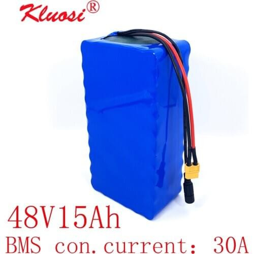 KLUOSI 13S6P 48V 15Ah 1200W 48V Battery 54.6V Li-ion Battery Pack with 30A BMS for Motor Electric Scooter Vehicle Ebike Bicycle
