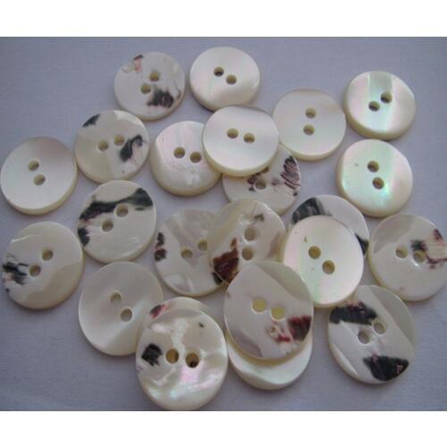 Free shipping 15mm two holes mother of pearl shell button flat trocas shell natural white color customed shell 100pcs