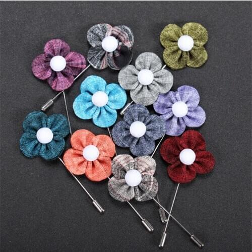 BoYuTe 5Pcs Mix Colors Clover Flower Brooch Wholesale Handmade Mens Suit Brooches
