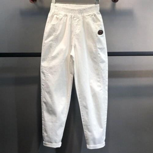 Tik Tok Live Stream High Waist Loose Casual Harem Pants Womens Summer New Elastic Waist Straight Ankle-Tied Cropped Pants