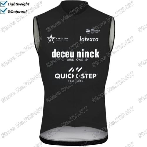Black 2021 QUICK STEP Cycling Vest Windproof Lightweight Wind Vest Road Cycling Jersey Sleeveless MTB Gilet Cyclisme Maillot