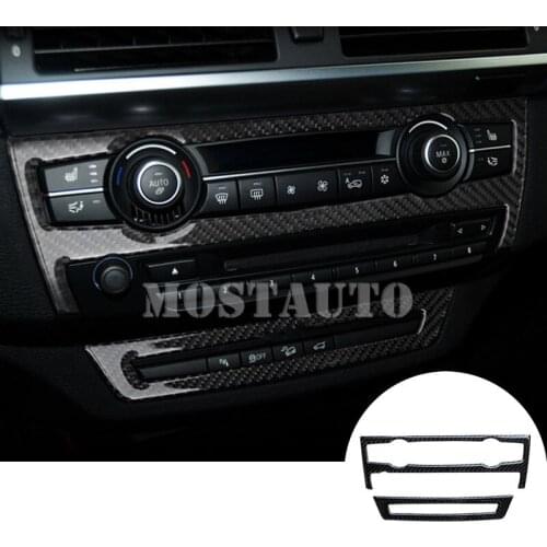 For BMW X5 E70 2008-2013 X6 E71 2009-2014 Carbon Fiber Console Air Conditioner & CD Panel Trim Cover 2pcs Car Decor Car Trim