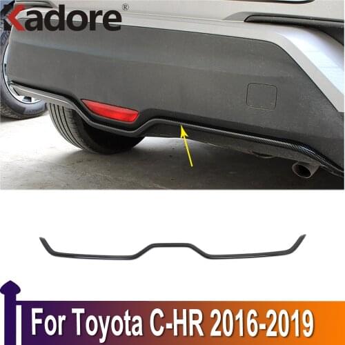 For Toyota C-HR CHR 2016 2017 2018 2019 Car Rear Door Trunk Box Bottom Chrome Trim Tail Bumper Strips Stickers Cover Styling