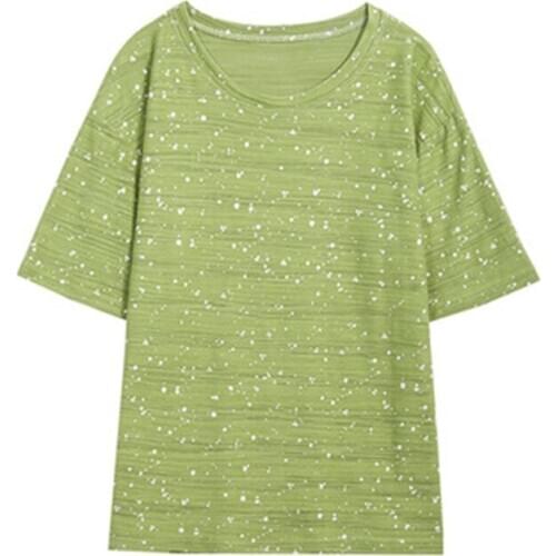 Casual Print oversized T-shirt Women 2020 Summer Short Sleeve Knitted Cotton Tee Shirt Women Black White Korean Top Femme New