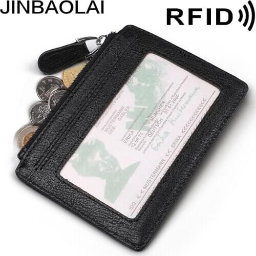 Jinbaolai Amazon Hot Selling RFID Anti-Magnetic Leather Mens Wallet Wallet Zip Leather Coin Purse