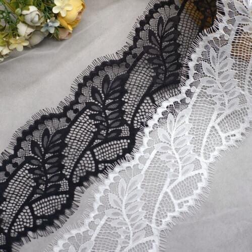 Quality Black White Exquisite Eyelash Lace Width 10CM Handmade DIY, Clothing Accessories, Dress Curtain Material