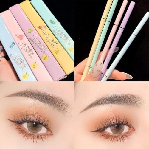 Xixi Slim Eyebrow Pencil With Brush Brown Coffee Color Long Lasting Waterproof Cute Yellow Blue Appearance Eye Brow Pen Tools