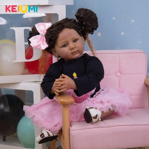 KEIUMI 22Inch Reborn Dolls Baby Soft Touch Accessories Free Cloth Body Vinyl For Children Birthday Present Xmas Gift