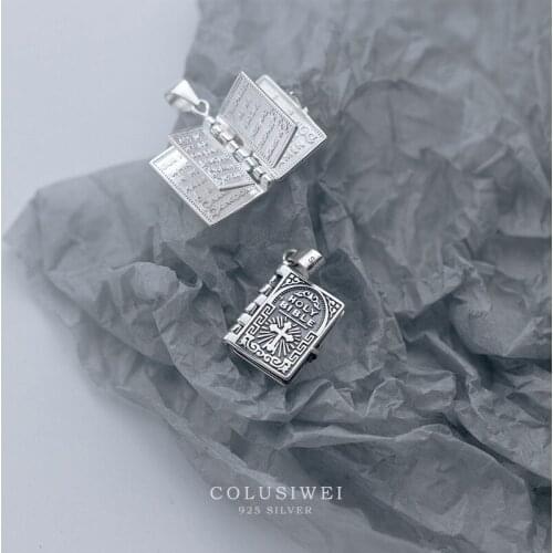 Colusiwei Cross Holy Bible Pendant Necklace for Women Men Can Open Book 925 Sterling Silver Couple Wedding Fine Unisex Jewelry
