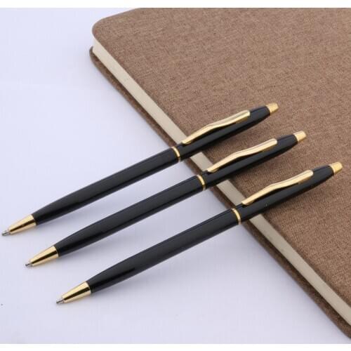 3 Pcs Hot Sale Classic Style Black Painting Golden Clip Metal Ballpoint Pen