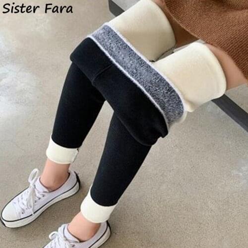Sister Fara Black Stretch Soft Casual Thick High Waist Winter Leggings for Women Thermal Womens Warm Tights Seamless Leggings