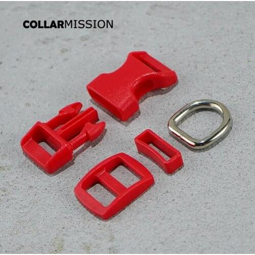 Many color (plastic buckle+Tri-Glid+square keeper+D ring) DIY dog collar red 15mm webbing sewing high quality accessory premium