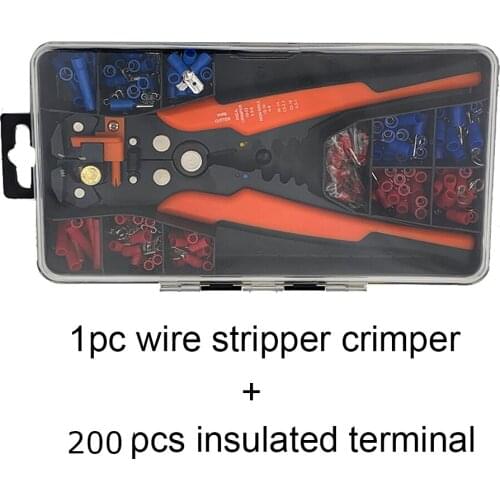 Multi function wire stripper 200pcs terminals set multi-functional stripping terminal 0.2-6mm2 AWG24-10 hand tool crimping plier