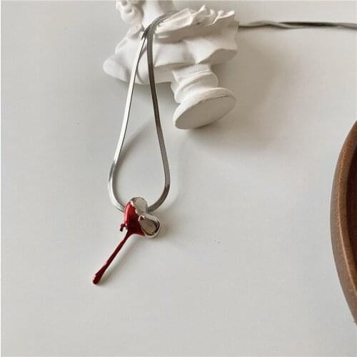 U-Magical INS Fashion Titanium Steel Chokers Necklace for Women Trendy Red Enamel Fashion Silver Color Metal Necklace Jewellery