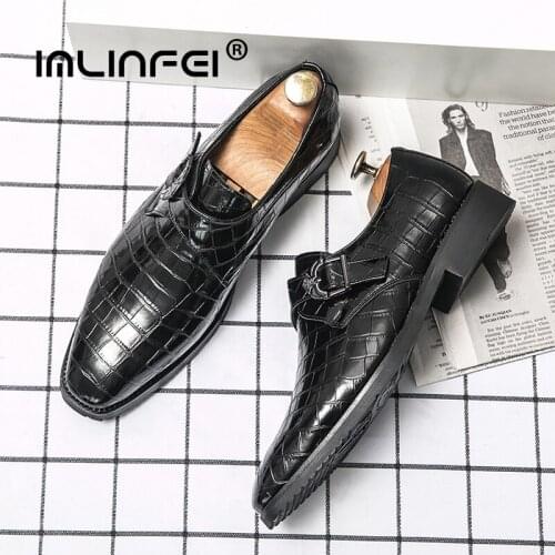 IMLINFEI Mens Business Dress Shoes Monk Dance Party Wedding Formal Shoes Male