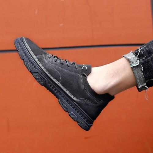 Men Shoes Designer Genuine Leather Outdoor Ankle Boots Casual Sneakers Lace-up Solid High Top Sneakers Tooling Flats Breathable