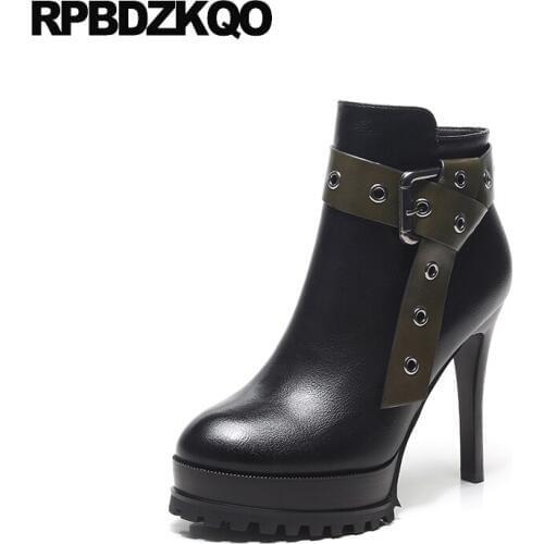 Platform Ankle Ladies Stiletto Booties Short Waterproof Fashion Shoes Sexy Round Toe Extreme Black High Heel Women Boots Winter