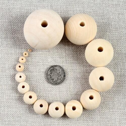A Set of 4-50mm Natural Ball Wood Spacer Beads for Charm Bracelet Wholesale Baby Toy Wooden Bead