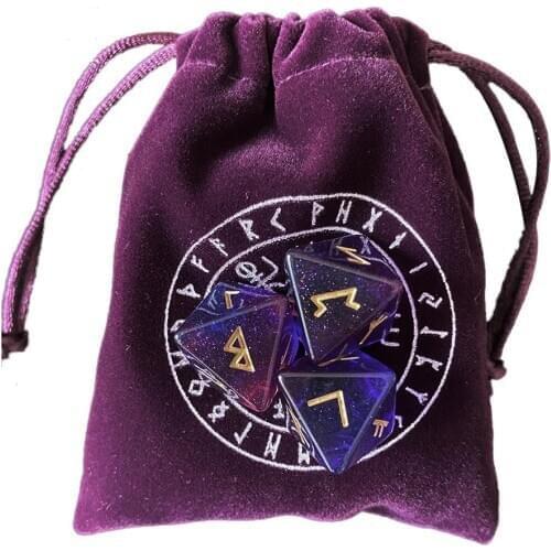 3PCS Assorted Polyhedral Dice Set with Purple Drawstring Bag for Divination