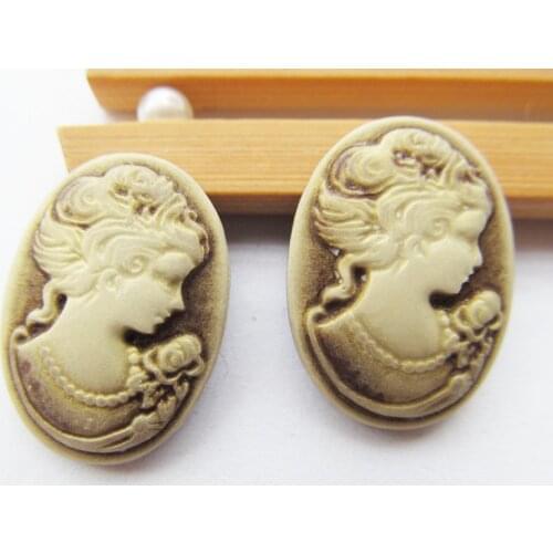 20pcs 18mmx25mm Golden Oval Flatback Resin Beauty Head Lady Cameo Charm Finding,Phone Decoration Kit,DIY Accessory Jewellry