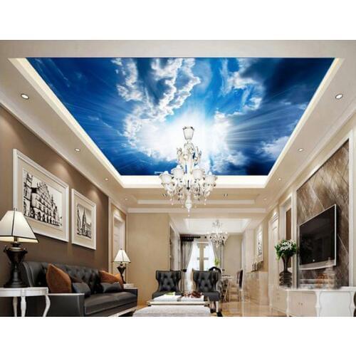 3d photo wallpaper 3d ceiling wallpaper murals The blue sky white clouds the sun ceiling murals wallpaper