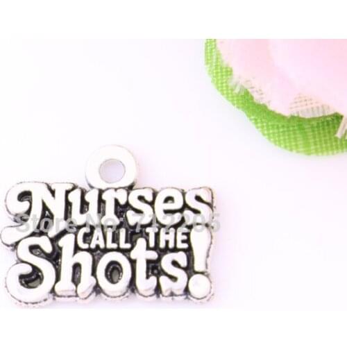 New Arrival fashion 20pcs a lot antique silver plated Nurses Call the Shots jewelry charm