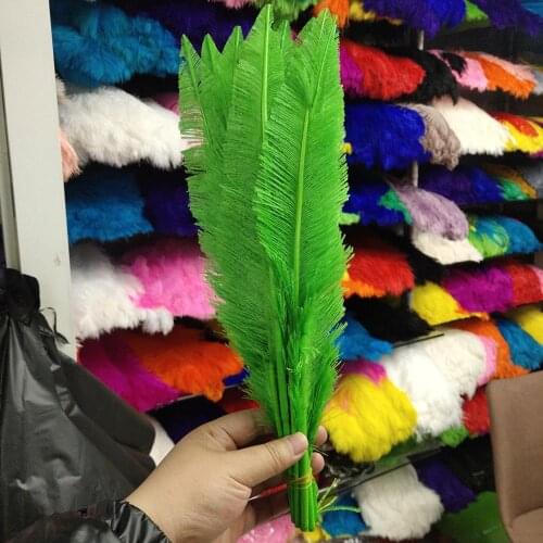 New 100pcs Fruit Green 35-40cm/14-16inches Ostrich Feathers For Crafts Plumes Jewelry Making Wedding Decoration