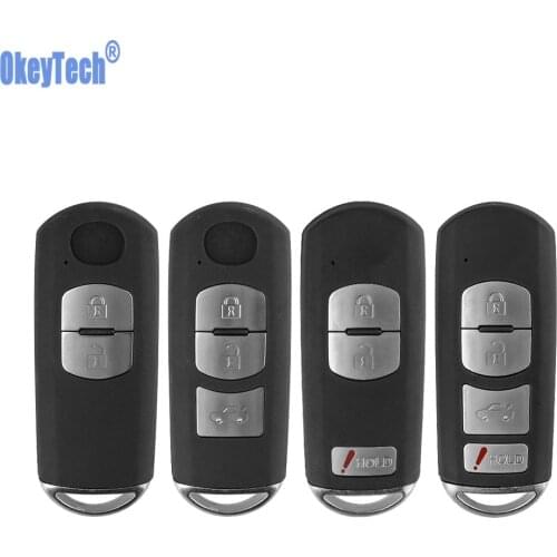 OkeyTech for Mazda 3 5 6 CX5 CX7 CX-5 Atenza Clip Smart Auto Car Key Card Cover Shell Replacement Fob with Emergency Key Blade