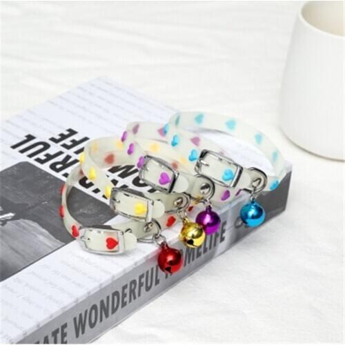 Pet Collars Glow at Night to Prevent The Loss of Fluorescent Silicone Bells Dogs Basic Collars Reflective Animal All Seasons