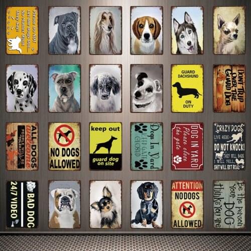 [ Kelly66 ] Pets No Allowed Bad Dog Pug Dalmatian Metal Sign Tin Poster Home Decor Bar Wall Art Painting 20*30 CM Size Dy86