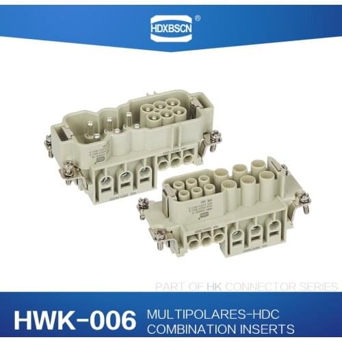 Industrial rectangular heavy duty connector HDC HWK-006/6 6/6 core 40/16A 690V/400V waterproof aviation plug top and side