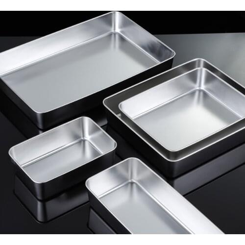 Narrow-Sided Rectangular Plate 304 Stainless Steel Deepened Flat-Bottomed Steamed Cake Pan Baking Pan Cooked Food Tray With Lid