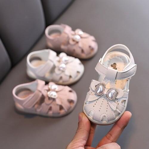 Girls Princess Sandals Toddler Infant Kids Baby Girls Pearl Bowknot Princess Leather Shoes Sandals Baby Kids First Walks
