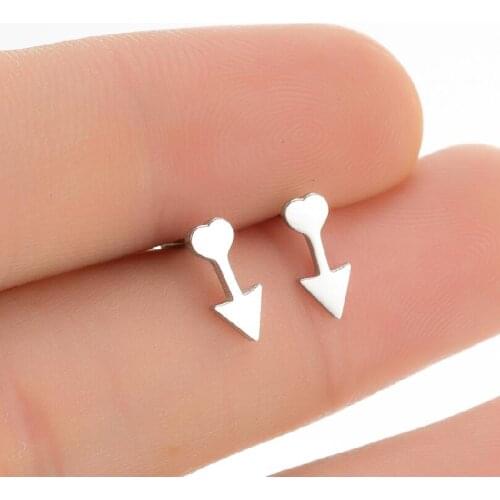 Simple Arrow Piercing Ear Studs for Women Girls Trendy Design Love Heart Arrow Cartilage Earrings Valentines Day Gift