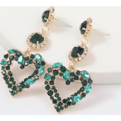 Pauli Manfi 2021 Fashion Simple Metal Rhinestone Heart-shaped Drop Earrings Womens Creative Pop Party Jewelry Accessories