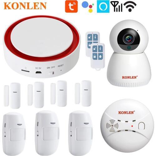 Tuya Smart Home Security Alarm System WIFI GSM Strobe Light Siren Hub Kit Wireless with smartlife House IP Camera Google Alexa