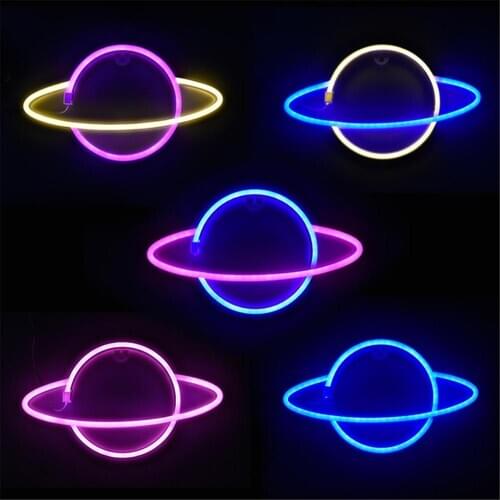 LED Planet Neon Light Signs USB or Battery Powered Soft Night Light Party Supplies for Home Bar Decoration