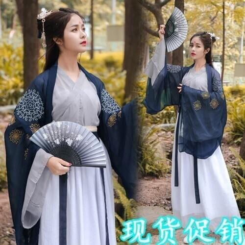 Traditional hanfu dress Chinese silk Ancient performance costume women abaya dress