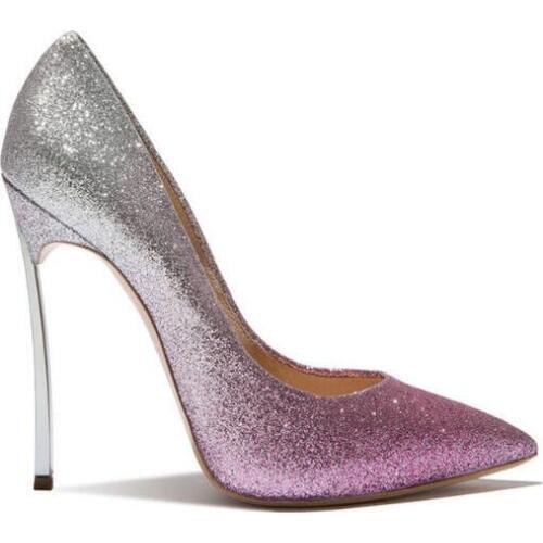 2018 Autumn Fashion New Ladies sequins pointed pumps 12cm heel sexy stiletto shoes genuine leather shoes bridal wedding shoes