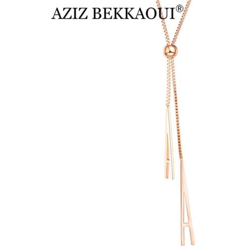 AZIZ BEKKAOUI Unique Design Geometric Pendant Necklace Women Sweater Chain Titanium Steel Necklaces Fashion Jewelry Gift