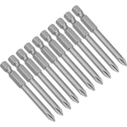 Uxcell 10 Pcs 5mm PH1 Magnetic Phillips Screwdriver Bits, 1/4 Inch Hex Shank 2.56-inch Length S2 Power Tool