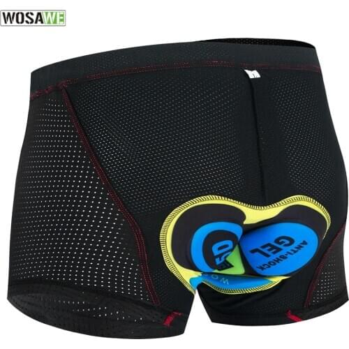 WOSAWE Shockproof Cycling Shorts MTB Downhill 5D Gel Padded Mens Bicycle Road Bike Underwear Cycle Underpant