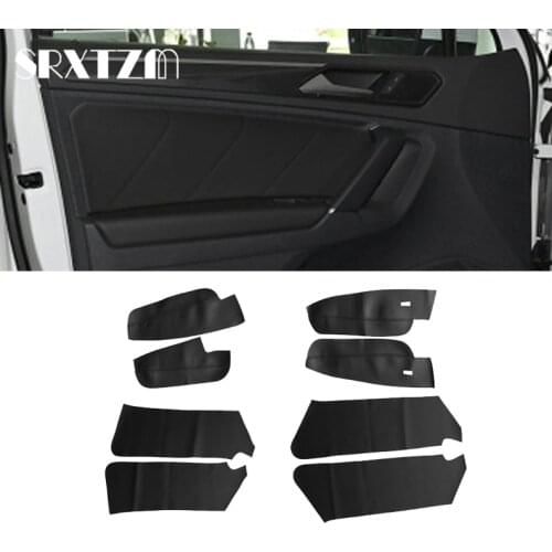 For VW Tiguan 2017 2018 2019 Microfiber Leather Interior Door Panels Guards Door Armrest Panel Cover Protective Trim