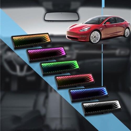 Car Indoor 3D Rearview Mirror Lighted LED Large Field Of View Car Indoor Rearview Mirror Flat Mirror Reflector Ambient Light