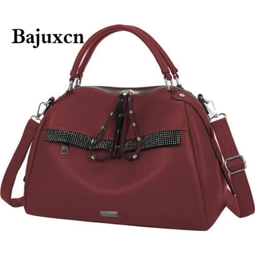 High-quality leather womens bag, fashion rivet handbag, diamond-studded large-capacity one-shoulder messenger bag 2021 new