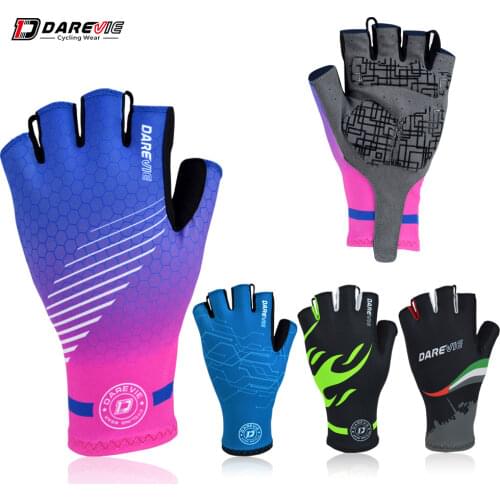 DAREVIE Half Finger Cycling Gloves Gel Pad Shockproof Cycling Gloves Breathable Bike Gloves No Velcro Biking Gloves Road MTB