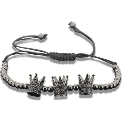 1PC Trinket New Anil Arjandas Bracelet Micro Pave CZ Beads Crown Macrame Men Bracelet Charm Men Women Bracelet