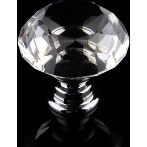 100Pcs Diamond Furniture Handles 30mm Drawer Wardrobe Pulls Kitchen Cabinets Door Pull Knobs K9 Crystal Glass